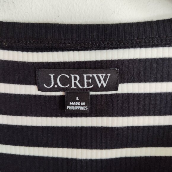 Ladies SZ L J Crew Black Striped T-Shirt - Picture 3 of 3